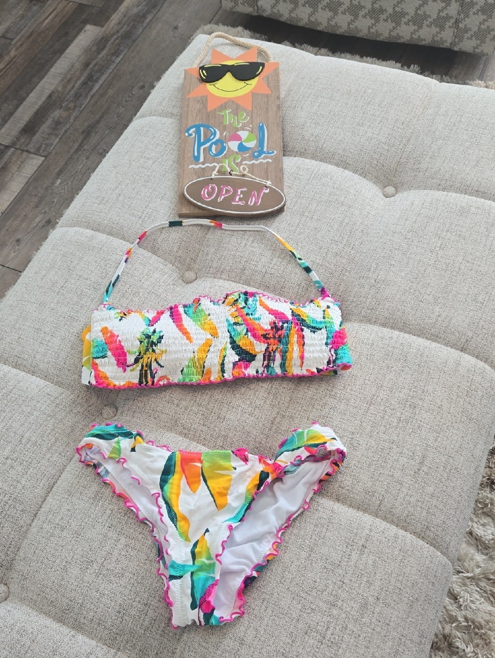 Hula Honey White Tropical Print Bikini